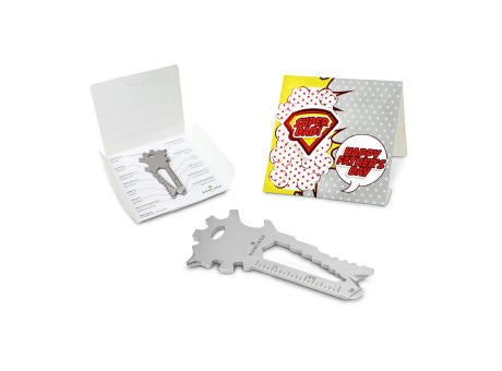 Geschenkartikel: ROMINOX® Key Tool Truck / LKW (22 Funktionen) im Motiv-Mäppchen Super Dad