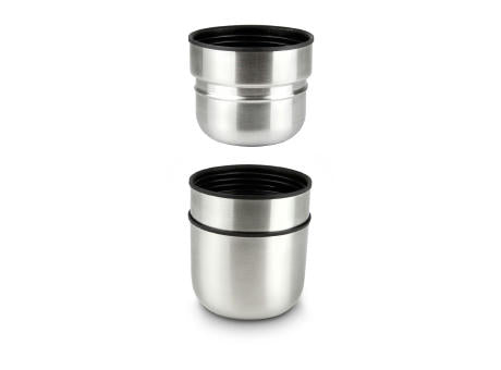 ROMINOX® Isolierkanne // Cup in Cup - mit 2 Deckeln - Silber