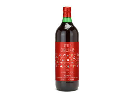 Glühwein - Flasche grün, mit Schraubverschluss, 1 l - individuelles Etikett