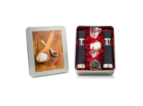 Geschenkset / Präsenteset: Salz- & Pfeffermühlen Set - in Silberdose