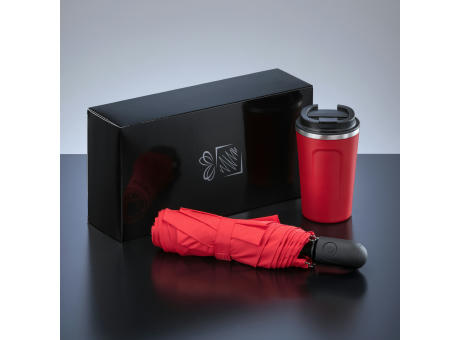 Traveller Set: Nordic-Thermobecher 350 ml & vollautomatischer Schirm