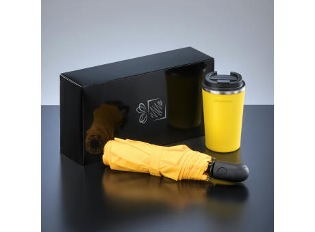 Traveller Set: Nordic-Thermobecher 350 ml & vollautomatischer Schirm
