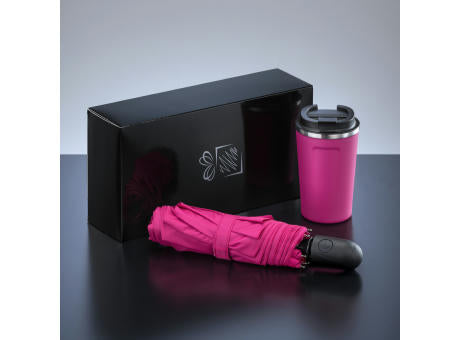 Traveller Set: Nordic-Thermobecher 350 ml & vollautomatischer Schirm