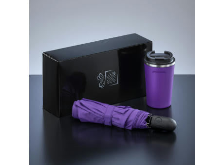 Traveller Set: Nordic-Thermobecher 350 ml & vollautomatischer Schirm