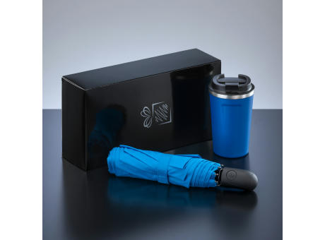 Traveller Set: Nordic-Thermobecher 350 ml & vollautomatischer Schirm