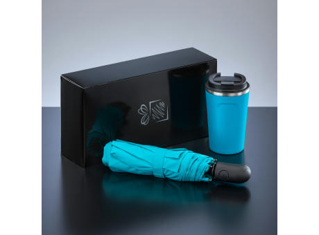 Traveller Set: Nordic-Thermobecher 350 ml & vollautomatischer Schirm
