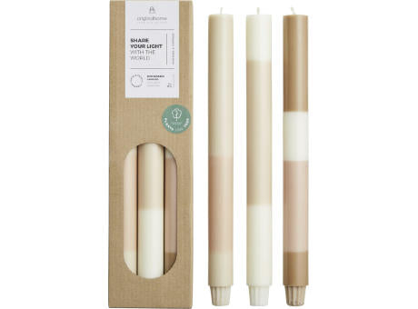 Originalhome Kerzen im Streifendesign – 3er-Set