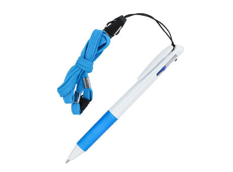 3-Farben-Stift mit Griffzone und Schlüsselband