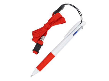 3-Farben-Stift mit Griffzone und Schlüsselband