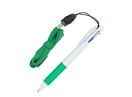 3-Farben-Stift mit Griffzone und Schlüsselband