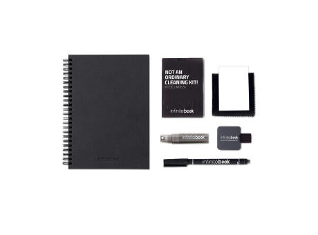 STARTER KIT INFINITEBOOK A5 PLANNER TEXTURE. Set bestehend aus einem Infinitebook mit Hardcover, einem Reinigungsset, einem Marker und einem Halter für Kugelschreiber