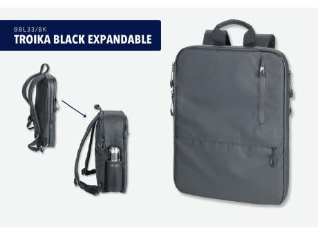 TROIKA Laptop-Rucksack TROIKA BLACK EXPANDABLE
