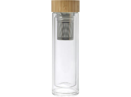 Trinkflasche Vicente | Glas | Bambusdeckel | 420 ml