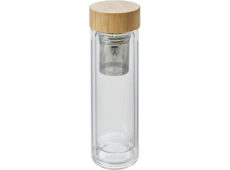 Trinkflasche Vicente | Glas | Bambusdeckel | 420 ml