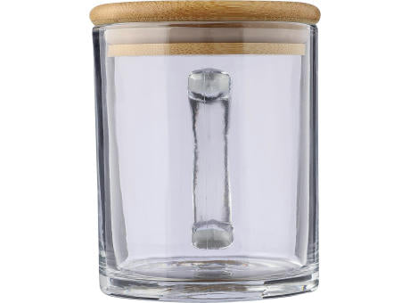 Trinkbecher Ashley | Recyceltes Glas | Bambusdeckel | 300 ml