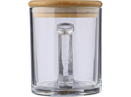 Trinkbecher Ashley | Recyceltes Glas | Bambusdeckel | 300 ml