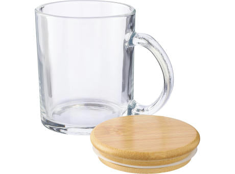 Trinkbecher Ashley | Recyceltes Glas | Bambusdeckel | 300 ml