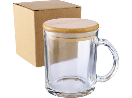 Trinkbecher Ashley | Recyceltes Glas | Bambusdeckel | 300 ml
