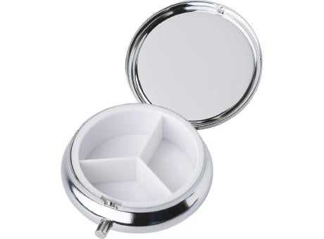 Pillendose Zara | Metall | 3 Fächer | Spiegel