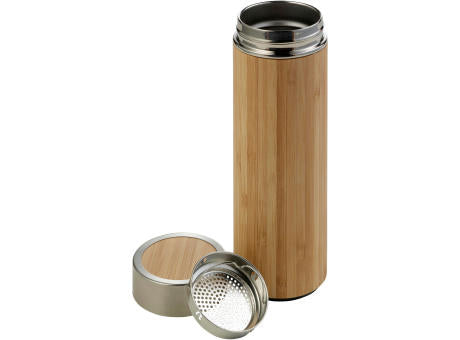 Trinkflasche Yara | Edelstahl und Bambus | 420 ml | Tee-Ei