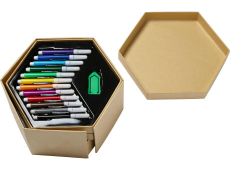 Kunst-Set Kenji | Sechseckige Kartonbox | 54 St.