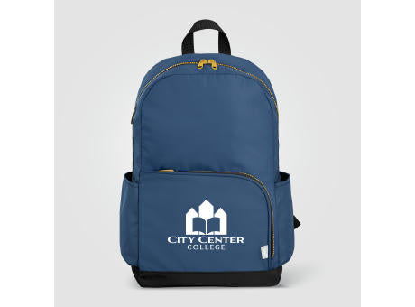 Kora Laptop-Rucksack mit zwei Fächern und goldfarbenem Reißverschluss für 15-Zoll-Laptops aus rPET – 20 L