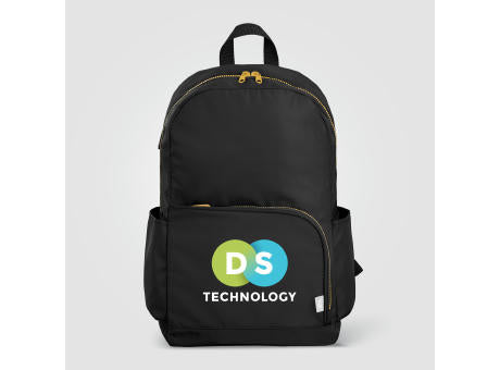 Kora Laptop-Rucksack mit zwei Fächern und goldfarbenem Reißverschluss für 15-Zoll-Laptops aus rPET – 20 L