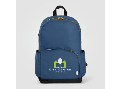Kora Laptop-Rucksack mit zwei Fächern und goldfarbenem Reißverschluss für 15-Zoll-Laptops aus rPET – 20 L