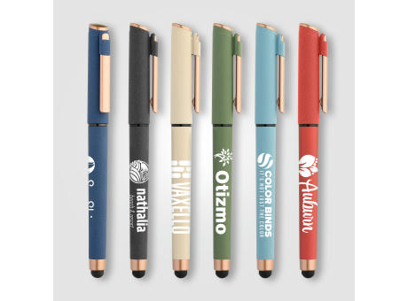 York Gelschreiber mit bronzefarbenen Akzenten und Stylus aus recyceltem Kunststoff