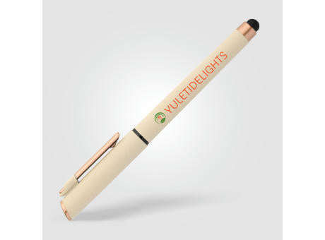 York Gelschreiber mit bronzefarbenen Akzenten und Stylus aus recyceltem Kunststoff