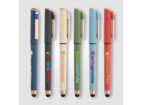 York Gelschreiber mit bronzefarbenen Akzenten und Stylus aus recyceltem Kunststoff
