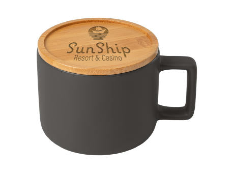 Café Virtuoso - 355 ml Keramiktasse mit Bambus-Deckel