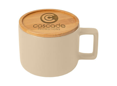 Café Virtuoso - 355 ml Keramiktasse mit Bambus-Deckel