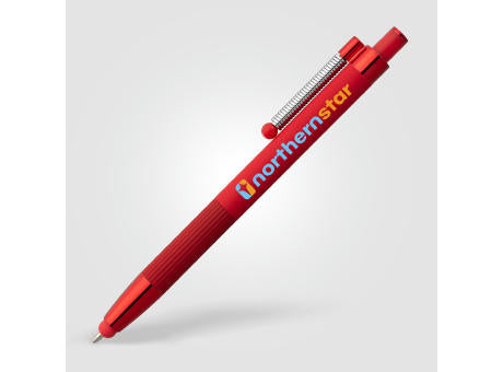 Lisbon Kugelschreiber einfarbig mit Fidget-Funktion und Stylus aus recyceltem Aluminium