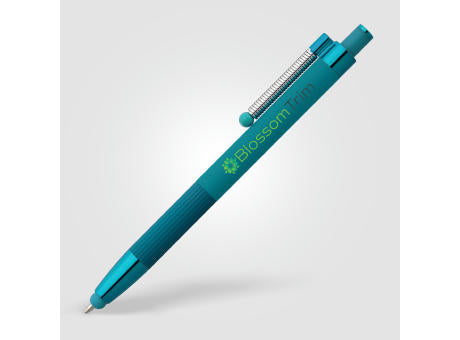 Lisbon Kugelschreiber einfarbig mit Fidget-Funktion und Stylus aus recyceltem Aluminium