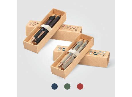 York Kugelschreiber-Geschenkset mit bronzefarbenen Akzenten aus recyceltem Kunststoff inkl. verzierter Geschenkbox