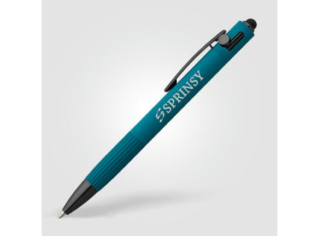 Saga Kugelschreiber mit Druckmechanismus und Stylus aus recyceltem Aluminium