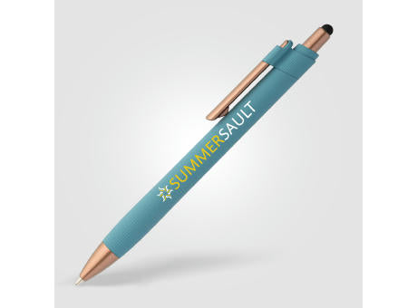 York Kugelschreiber mit bronzefarbenen Akzenten und Stylus aus recyceltem Kunststoff