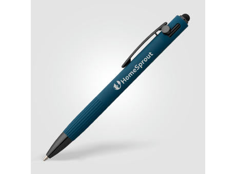 Saga Kugelschreiber mit Druckmechanismus und Stylus aus recyceltem Aluminium