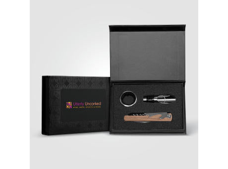 Essex Weinaccessoire-Set aus Edelstahl und FSC-Holz inkl. Geschenkbox – 3-tlg.