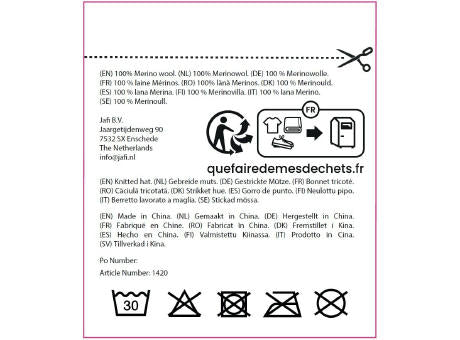 Strickmütze, 100% Merinowolle