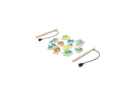 FISHY. Angelspiel mit 10 Holzfischen, ideal für Kinder