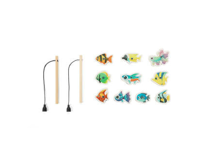 FISHY. Angelspiel mit 10 Holzfischen, ideal für Kinder