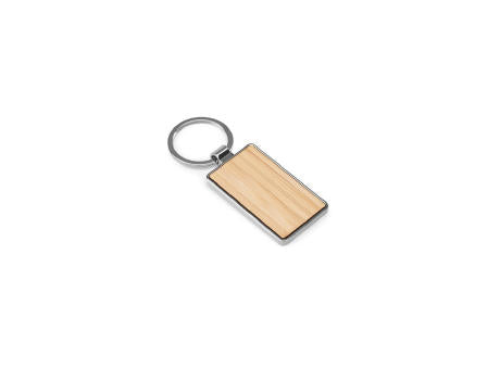 GASTON RECTANGULAR. Schlüsselanhänger aus Eisen in rechteckiger Form aus Zink und Bambus