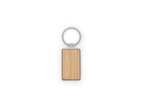 GASTON RECTANGULAR. Schlüsselanhänger aus Eisen in rechteckiger Form aus Zink und Bambus