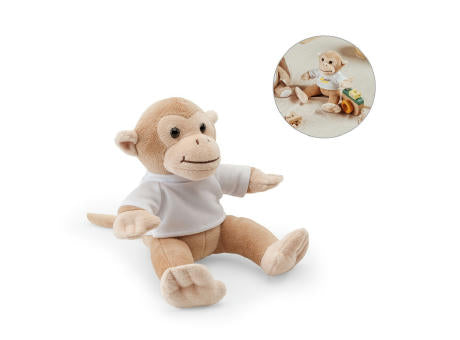 MONKY. Plüschtier in Form eines Affen mit T-Shirt
