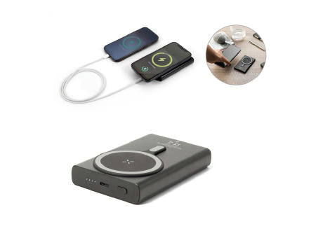 WRIGHT 10. Magnetische Powerbank mit Schnellladefunktion aus recyceltem Aluminium und recyceltem ABS, 10'000 mAh