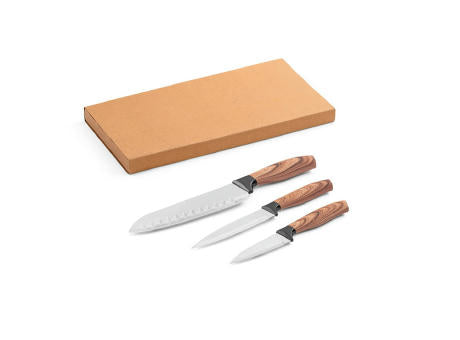 BAHARAT. Set aus 3 Küchenmessern mit Edelstahlklinge und ergonomischem Griff