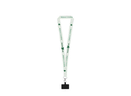 EPSOM. SET Lanyard SUBLIMATION Long II (20 mm) aus recyceltem Polyester (100% rPET) mit 20 mm Karabinerhaken und Handyhalterung