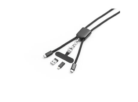 ZEWAIL. Lanyard mit Smartphone-Halterung, USB-C-Kabel und verschiedenen Adaptern aus recyceltem ABS und recyceltem TPE